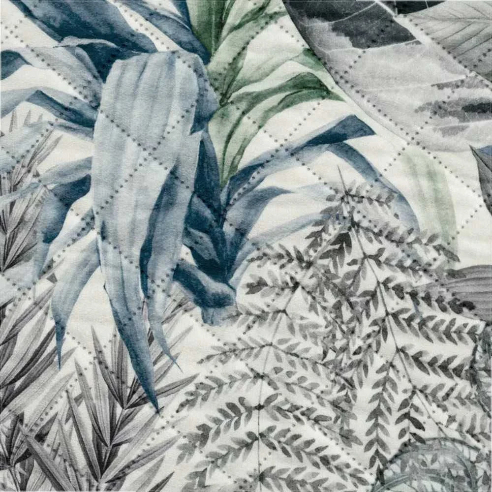 Eurofirany Dekoratyvinis pledas, 220x240 cm, žalios sidabrinės lapų, aksominė lovatiesė, prabangus miegamojo dekoras, stilingas lovos užtiesalas, minkštas Lovatiesė