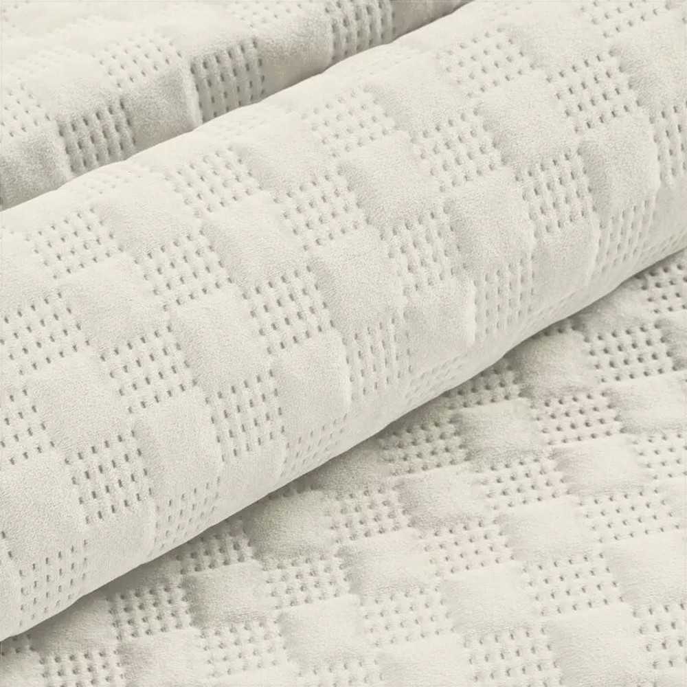 Eurofirany Dekoratyvinis veliūrinis užtiesalas, dvipusis su dygsniuotu raštu, 200x220 cm, minkštas poliesterio audinis, miegamojo dekoras, vasarinis užklotas, lovos tiesė Lovatiesė