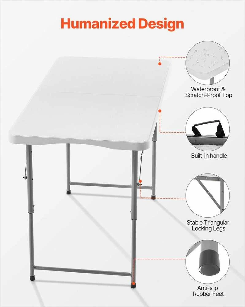 VEVOR Sulankstomas plastikinis stalas 122cm vidaus ir lauko naudojimui
