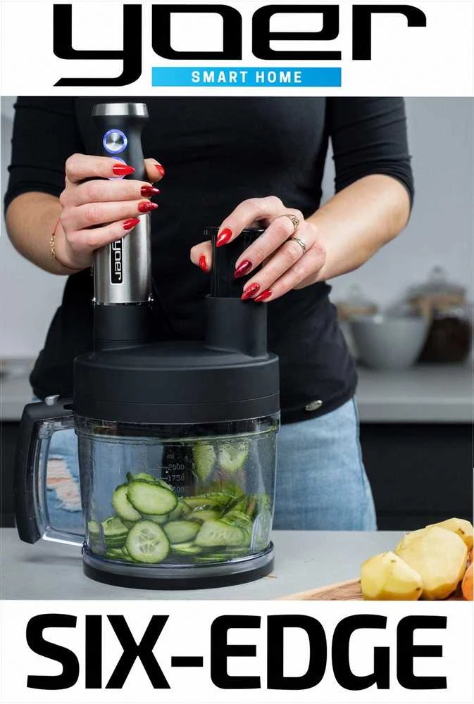Didelis 2.5 l „aštuoni viename“ rankinio trintuvo priedas, daugiafunkcis virtuvės kombainas, pjaustymas kubeliais, griežinėliais, smulkinimas, trynimas, tešlos kablys, daržovių pjaustyklė