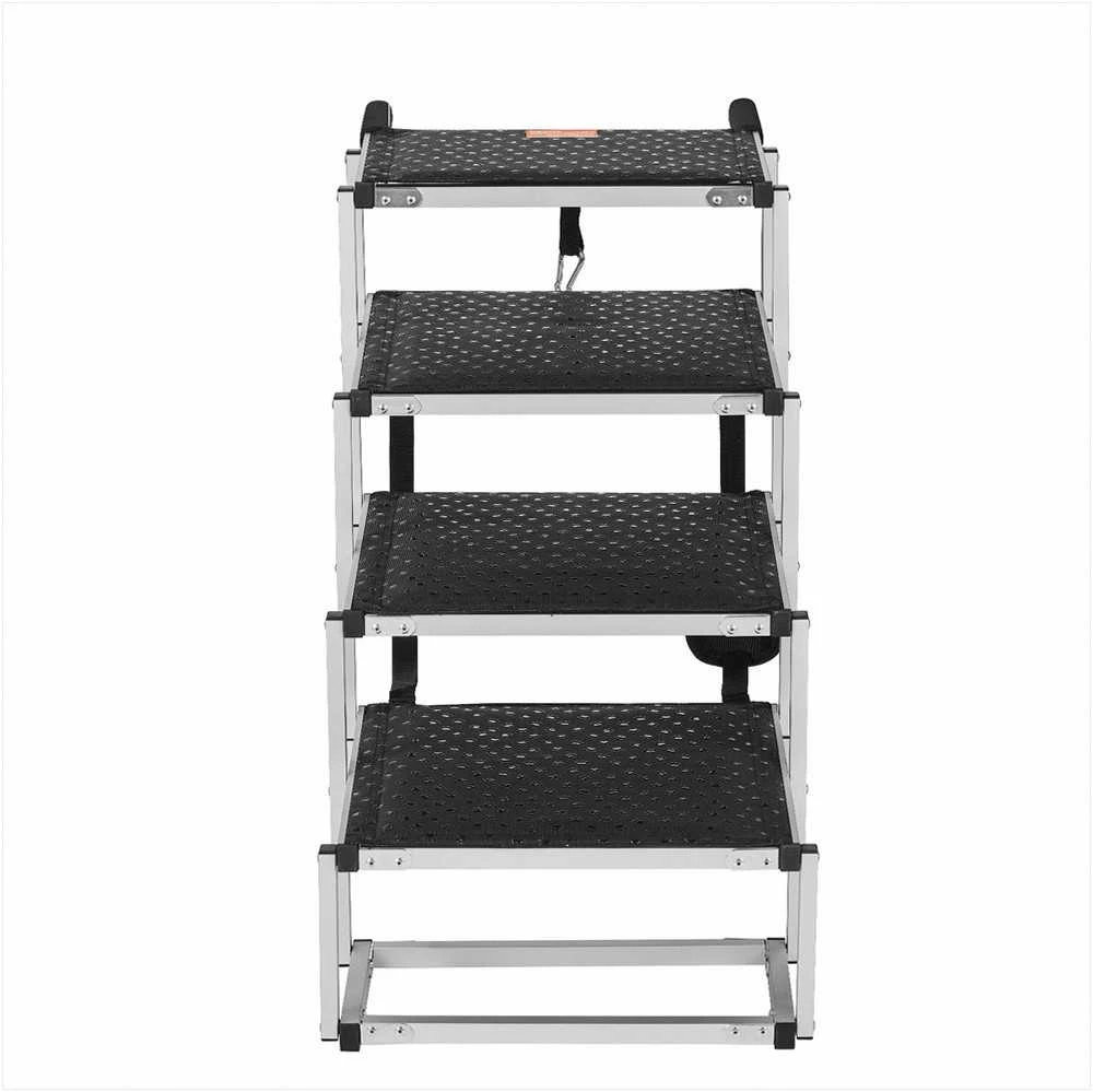 Dog stair for cars, folding aluminum steps for pets, 4‑step portable dog stairs, adjustable height dog ramp