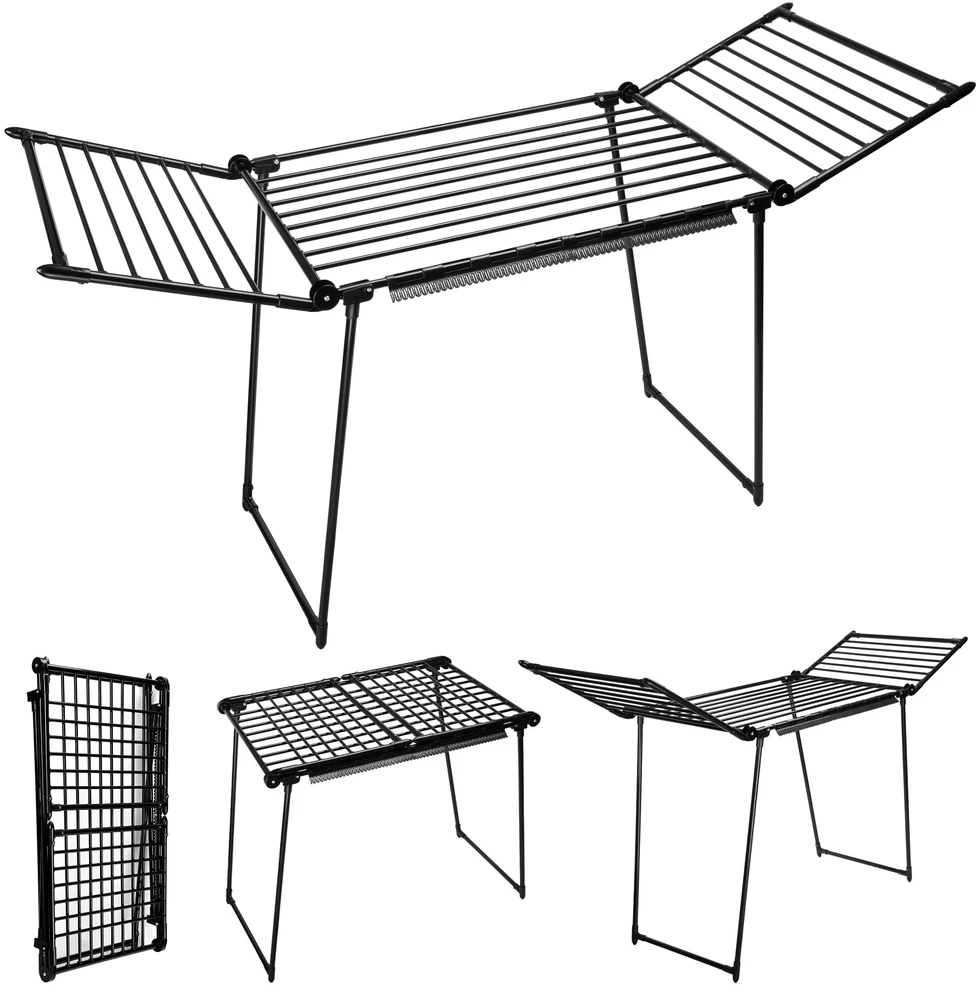 Drabužių džiovyklė Adeline, sulankstoma, juoda, plieninė, metalinė, rūbų džiovyklė