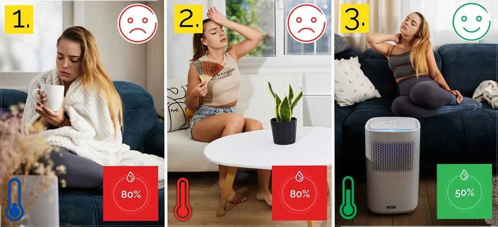 Dryo Automatinis oro sausintuvas 12L 24h namams ir skalbinių džiovinimui, tylus „trys viename“ sausintuvas su oro gryninimu ir aromaterapija, 12L drėgmės surinkėjas, 40m2 oro džiovintuvas, išmanus Wi-Fi drėgmės sugėriklis