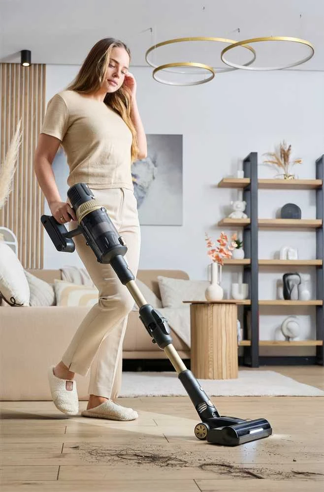 Dulkių siurblys Belaidis vertikalus plaunantis siurblys sausam ir drėgnam valymui, 850W didelė siurbimo galia, 12 šepečių rinkinys, ilgas veikimas iki 90 minučių, grindų plovimo funkcija
