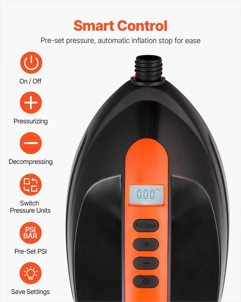 Elektrinė irklenčių pompa, aukšto slėgio pripūtimo įrenginys pripučiamam vandens sportui, 70 l/min automatinis išsijungimas, 12 V automobilinis įkroviklis, SUP oro pompa, nešiojama pripučiama pompa, lauko pompa