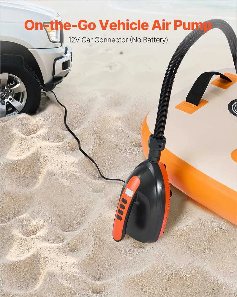 Elektrinė irklenčių pompa, aukšto slėgio pripūtimo įrenginys pripučiamam vandens sportui, 70 l/min automatinis išsijungimas, 12 V automobilinis įkroviklis, SUP oro pompa, nešiojama pripučiama pompa, lauko pompa
