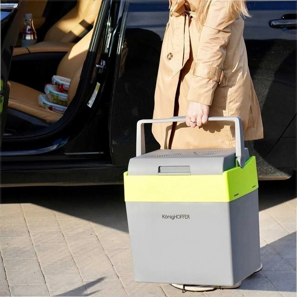 Konighoffer Elektrinis nešiojamas šaldytuvas 30 l su šildymo ir vėsinimo funkcija, 12V ir 230V maitinimas, tylus veikimas, automobilinis kempingo šaldytuvas-šaltkrepšis