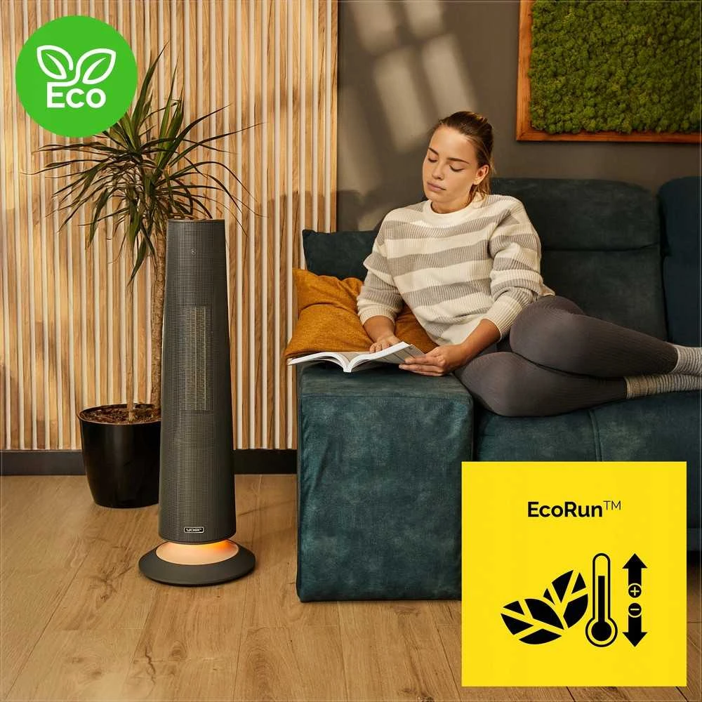 Elektrinis šildytuvas ventiliatorius su Wi-Fi valdymu namų šildymui, energiją taupantis tylus veikimas, naktinės lempos funkcija, išmanusis šildytuvas, Wi-Fi termoventiliatorius