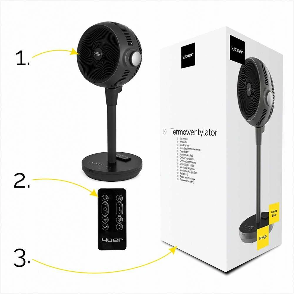 Elektrinis šildytuvas ventiliatorius su 3D osciliacija šildymui ir vėsinimui, tylus 38 dB, eko režimas, turbo vėsinimas, elektrinis termoventiliatorius, 3D osciliuojantis šildytuvas, tylus elektrinis šildytuvas, oro šildytuvas