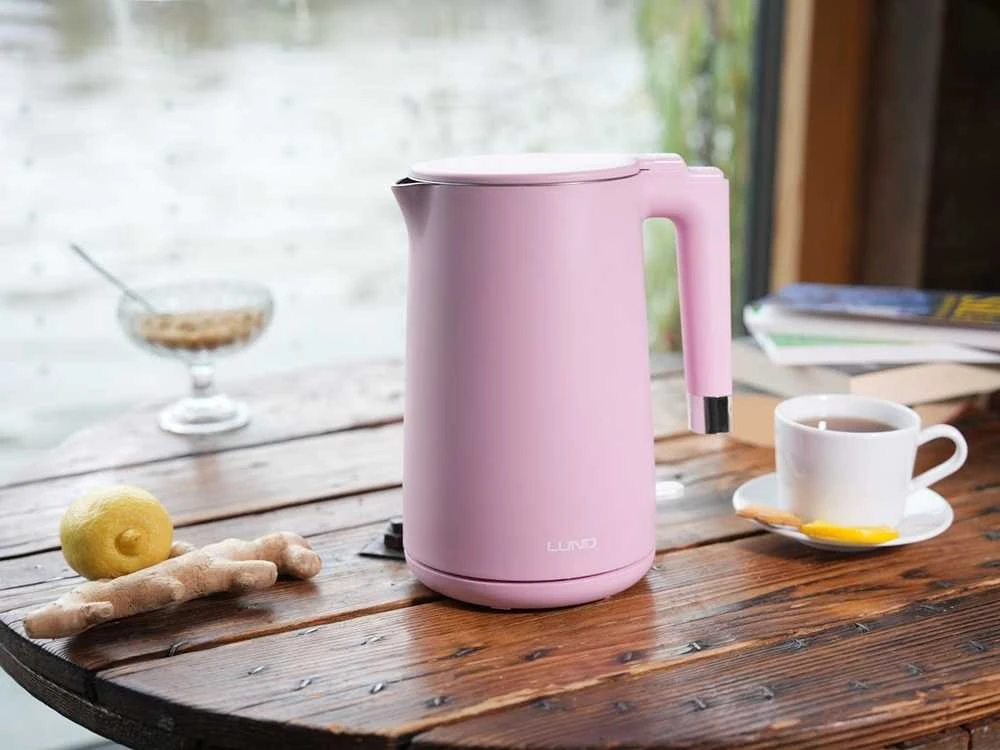 Elektrinis virdulys 1,5 l, vėsus paviršius, 2200 W, rožinis virdulys, belaidis virdulys