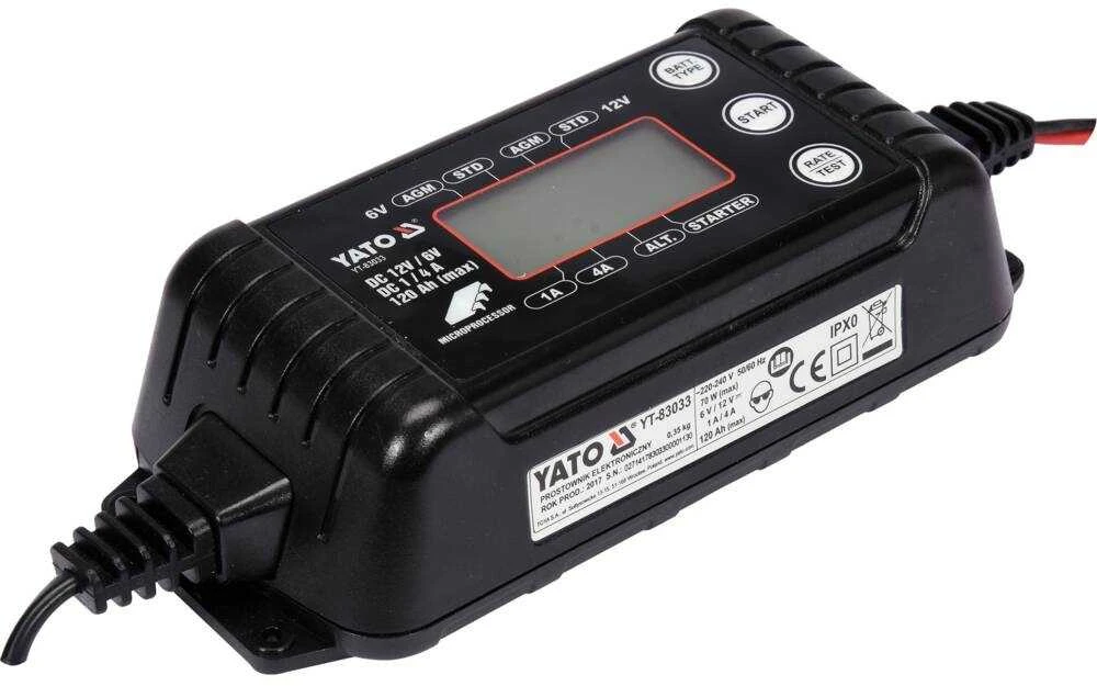 Elektroninis 6-12V akumuliatorių įkroviklis su ekranu, 1/4A, auto moto AGM