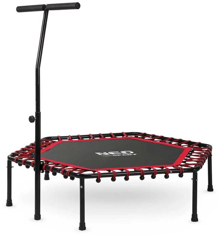 Fitneso batutas su rankena, 127 cm, skirtas treniruotėms namuose, šešiakampis batutas, raudonas fitneso batutas, mankštos batutas