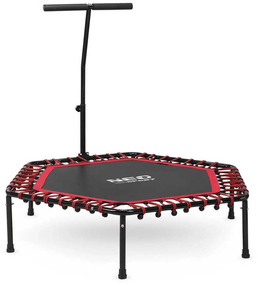 Fitneso batutas su rankena, 127 cm, skirtas treniruotėms namuose, šešiakampis batutas, raudonas fitneso batutas, mankštos batutas