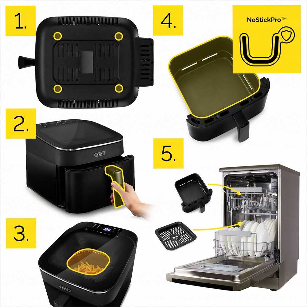 Fryvision Karšto oro gruzdintuvė 6.5L sveikam gaminimui, didelė galia 1700W, didelis stebėjimo langas, 12 programų, gruzdintuvė be aliejaus, daugiafunkcinė krosnelė, virtuvės kombainas