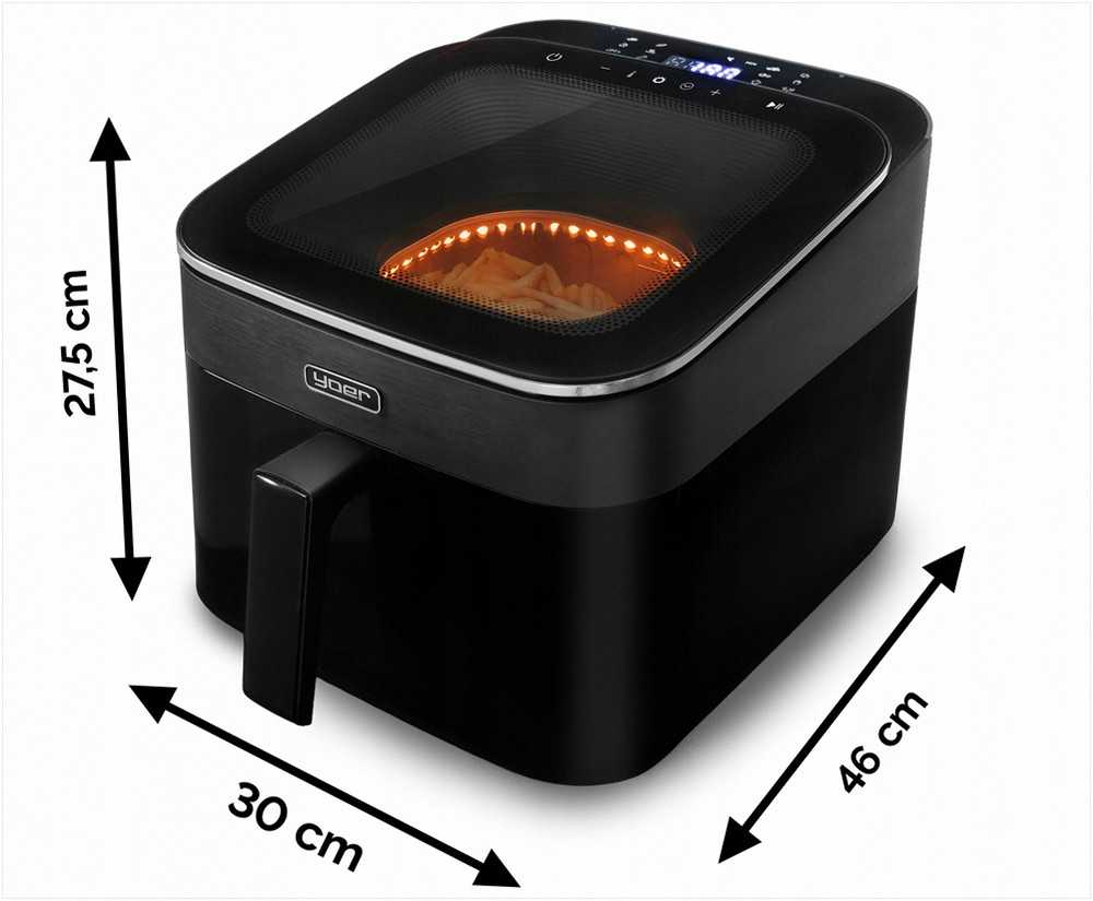 Fryvision Karšto oro gruzdintuvė 6.5L sveikam gaminimui, didelė galia 1700W, didelis stebėjimo langas, 12 programų, gruzdintuvė be aliejaus, daugiafunkcinė krosnelė, virtuvės kombainas