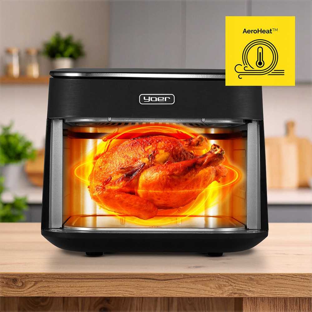 Fryvision Karšto oro gruzdintuvė 6.5L sveikam gaminimui, didelė galia 1700W, didelis stebėjimo langas, 12 programų, gruzdintuvė be aliejaus, daugiafunkcinė krosnelė, virtuvės kombainas