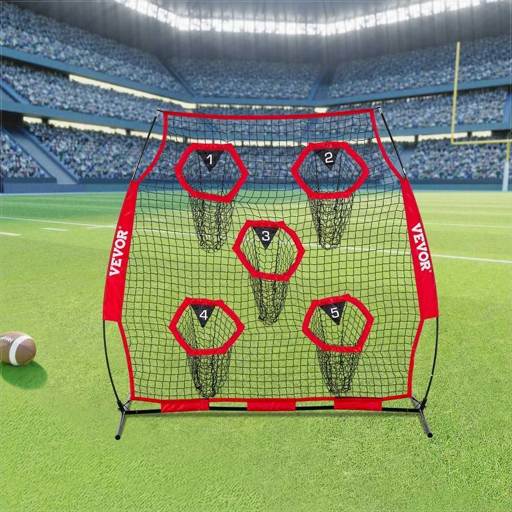 Futbolo treniruočių metimo tinklas, skirtas įžaidėjo taiklumui gerinti, ypač didelis taikinių treniruočių tinklas, nešiojamas raudonas tinklas, futbolo metimo treniruočių tinklas, įžaidėjo treniruočių tinklas, metimo į taikinį tinklas