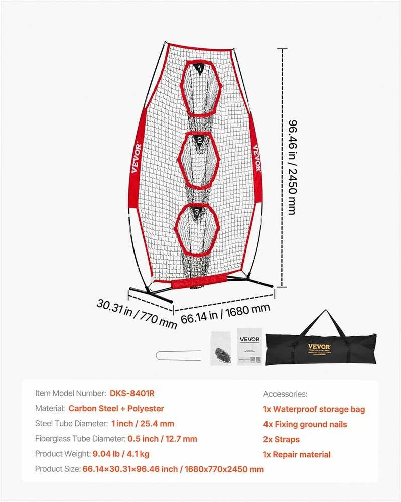 VEVOR 203x102 cm futbolo metimo tinklas su taikiniais