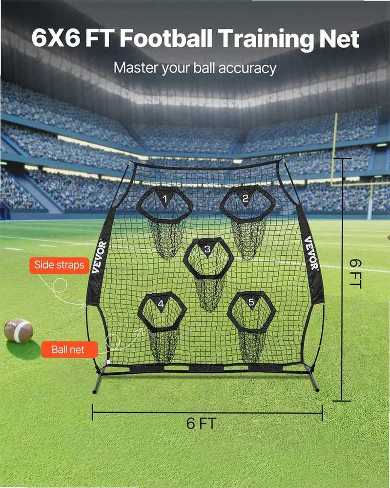 Futbolo treniruočių tinklas metimams, skirtas gynėjo tikslumui, ypač didelis didelio tankio tinklelis taikinių treniruotėms, nešiojamas bemazgis futbolo treniruočių tinklas