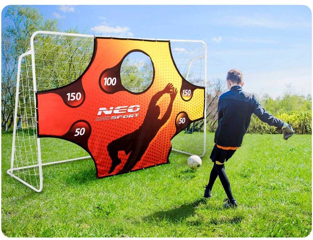 Futbolo vartai 245x155x80cm su taikinio kilimėliu, didelio dydžio, lauko futbolo vartai, vaikiški futbolo vartai