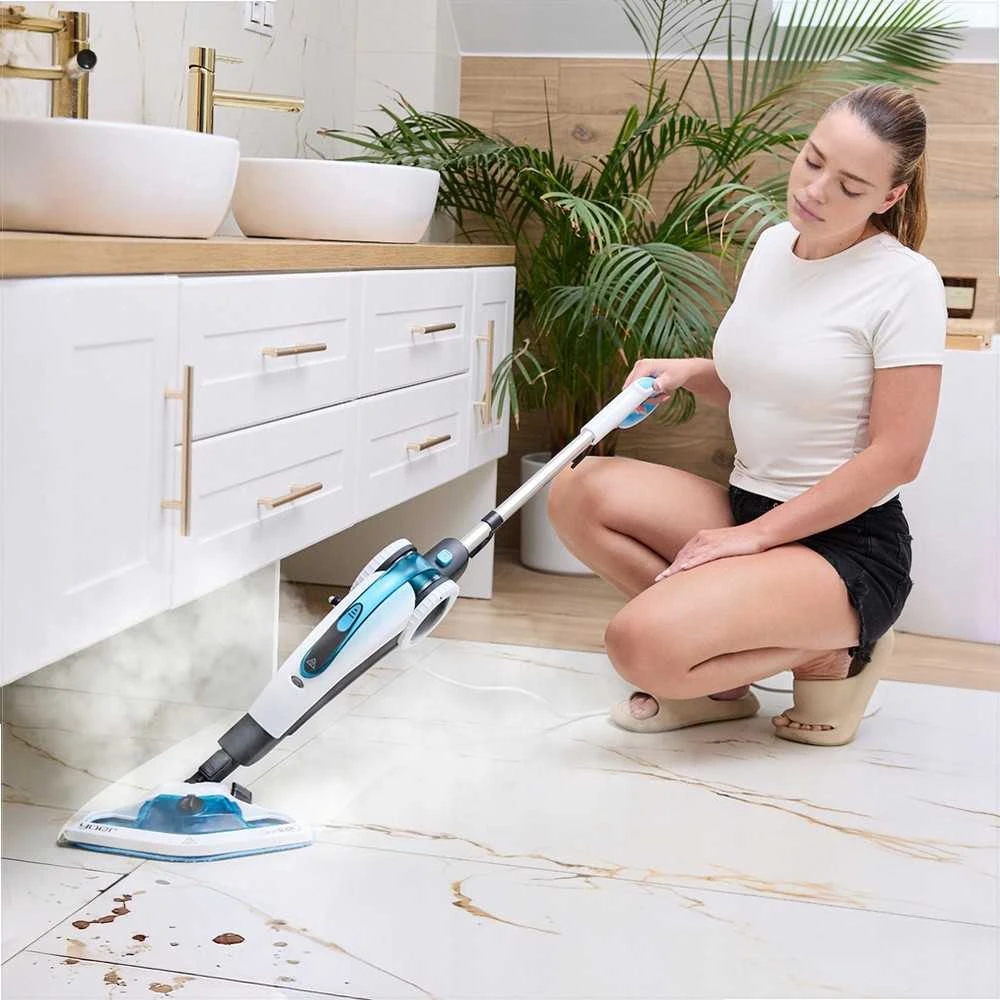 Garinis mopas ir rankinis garintuvas 2-in-1 giliam valymui, 1600W didelė galia, 15 sekundžių įkaitimas, 25 minučių veikimo laikas, garinis valytuvas, grindų plovimo įrenginys