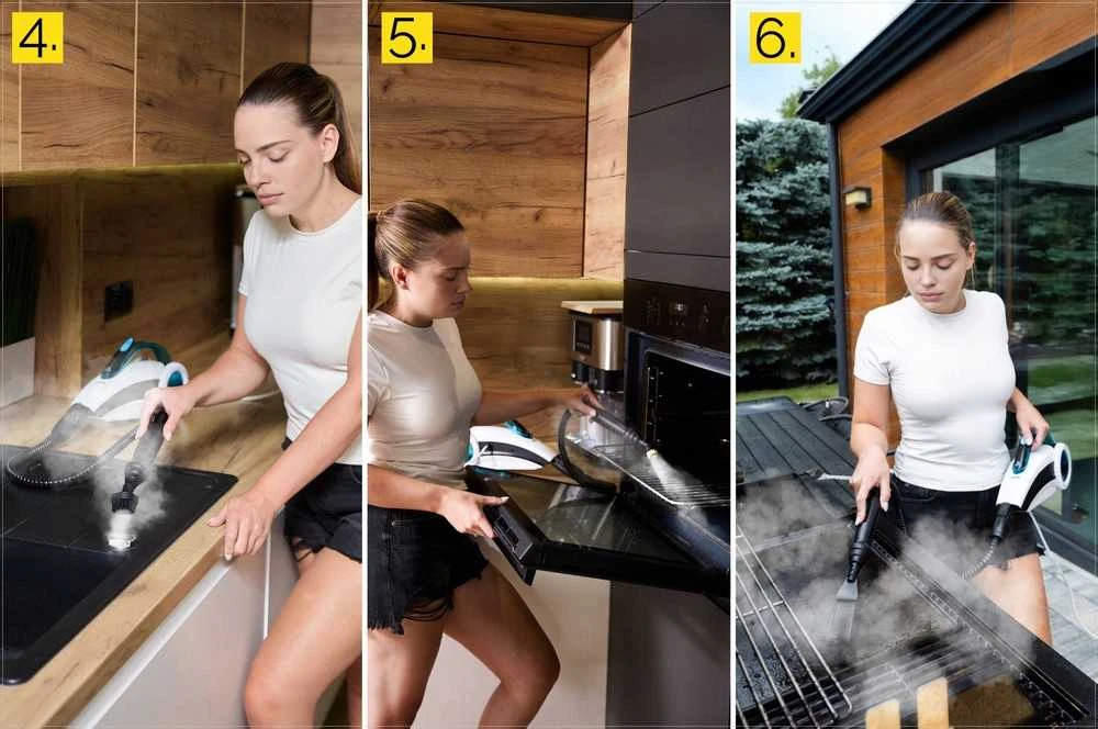 Garinis mopas ir rankinis garintuvas 2-in-1 giliam valymui, 1600W didelė galia, 15 sekundžių įkaitimas, 25 minučių veikimo laikas, garinis valytuvas, grindų plovimo įrenginys