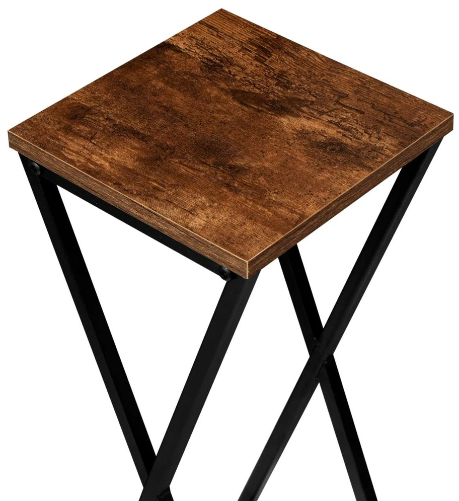 Gėlių stovas Loft Konel Rustic, juodo ąžuolo, 62 cm, augalų stovas, kambarinis stovas, gėlių lentyna