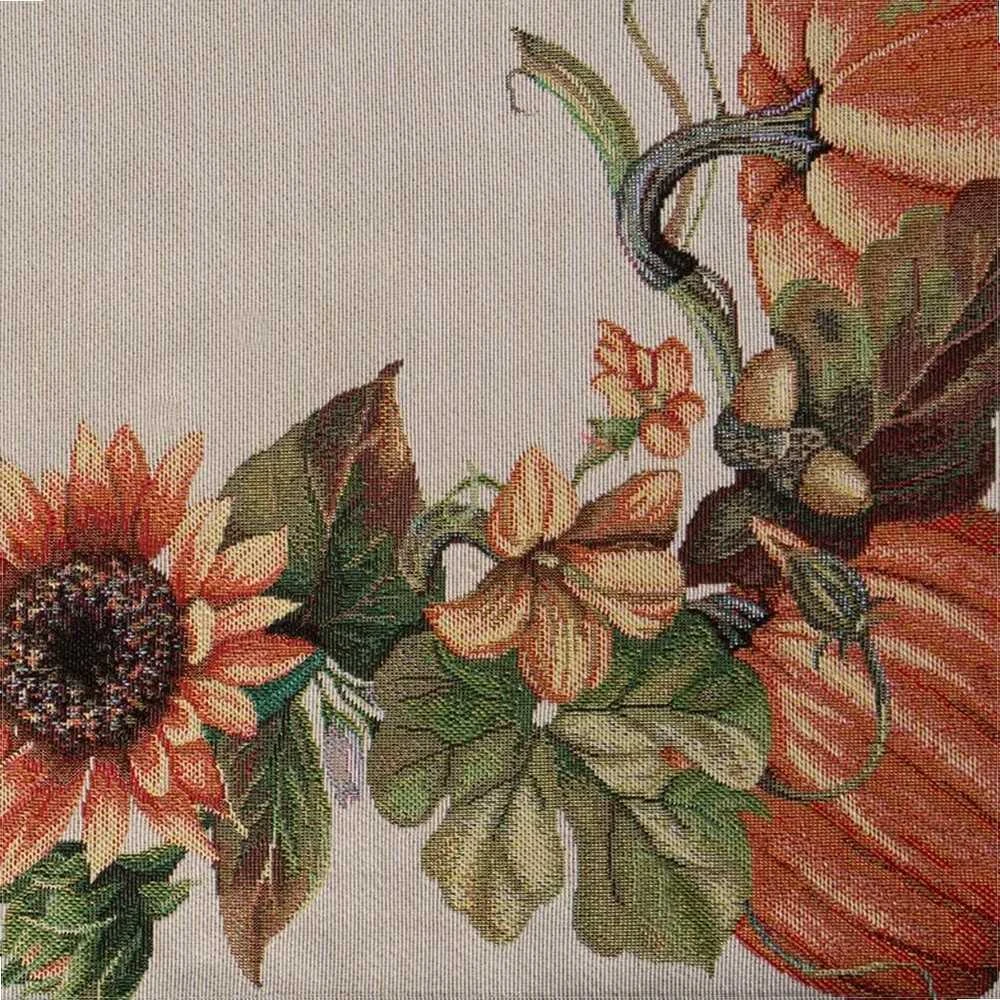 Eurofirany Gobeleno stalo tiesė, 140x180 cm, moliūgų ir saulėgrąžų raštas, natūrali oranžinė, rudens dekoras, stalo užtiesalas, šventinė staltiesė
