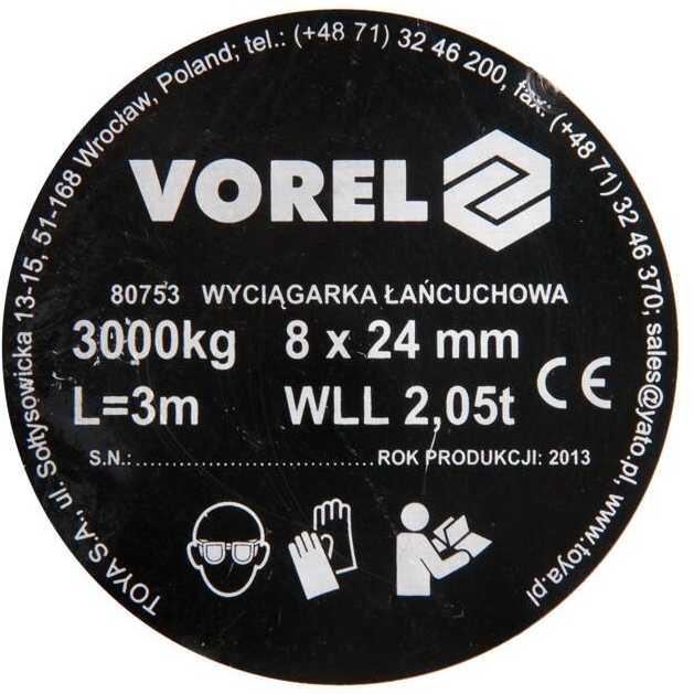 VOREL Grandininė gervė, 3000 kg, plienas, geltona, 80753