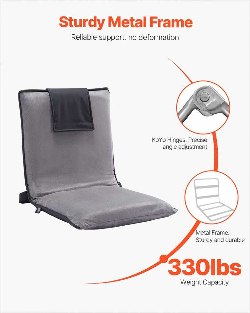 Grindų kėdė su 6 padėčių reguliuojama nugaros atrama, sulankstoma poilsio sofa skaitymui ir žaidimams, reguliuojama grindų sėdynė meditacinė kėdė nešiojamas grindų gultas