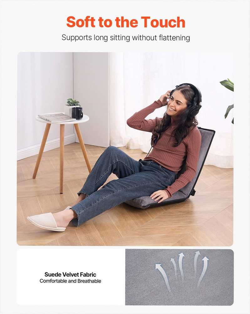 Grindų kėdė su 6 padėčių reguliuojama nugaros atrama, sulankstoma poilsio sofa skaitymui ir žaidimams, reguliuojama grindų sėdynė meditacinė kėdė nešiojamas grindų gultas