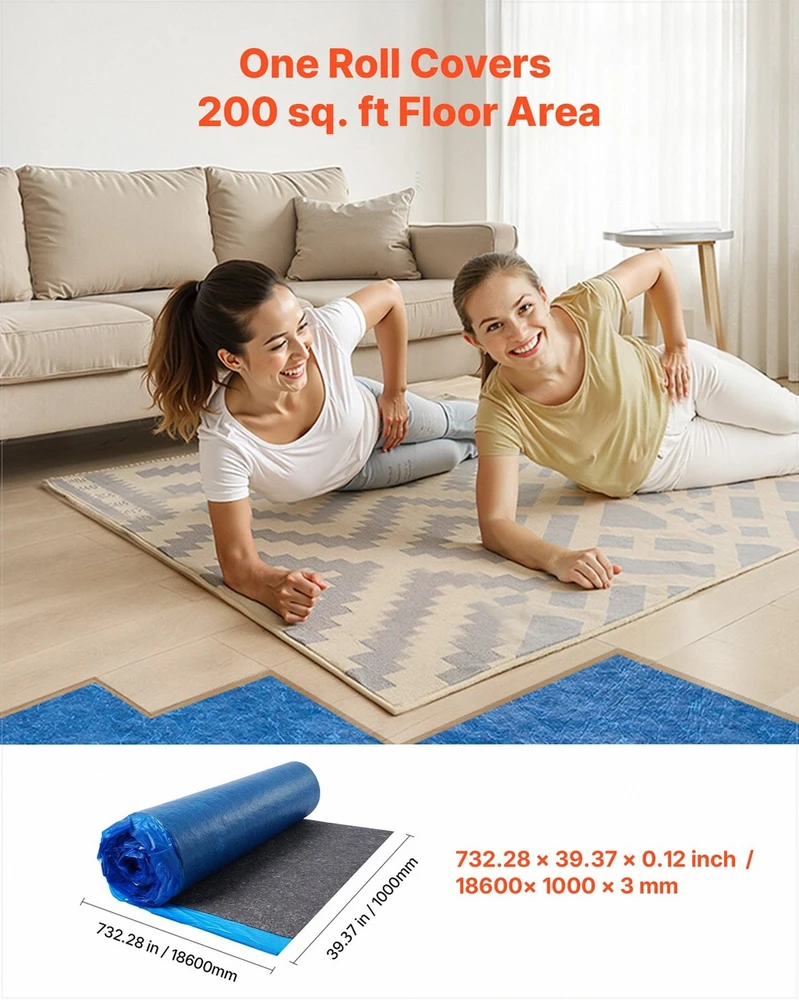 VEVOR Grindų paklotas 18,6 m² 3 mm garso/vandens barjeras