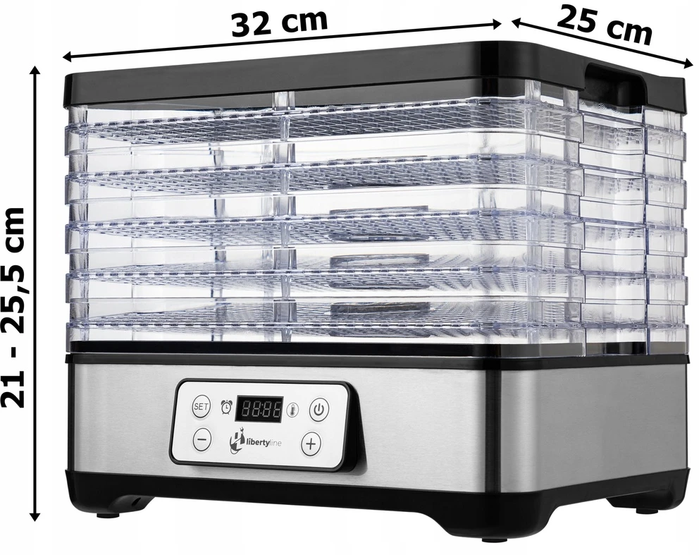 Grybų ir vaisių džiovyklė, 280W, reguliuojama temperatūra, 5 padėklai, maisto dehidratatorius, džiovintuvas