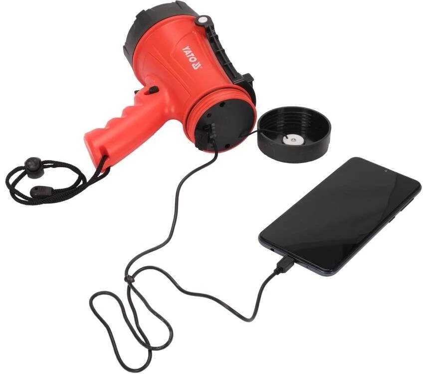 Įkraunamas pistoletas-prožektorius 15W, 1200LM, IP68, 250m, power bank, portatyvinis prožektorius