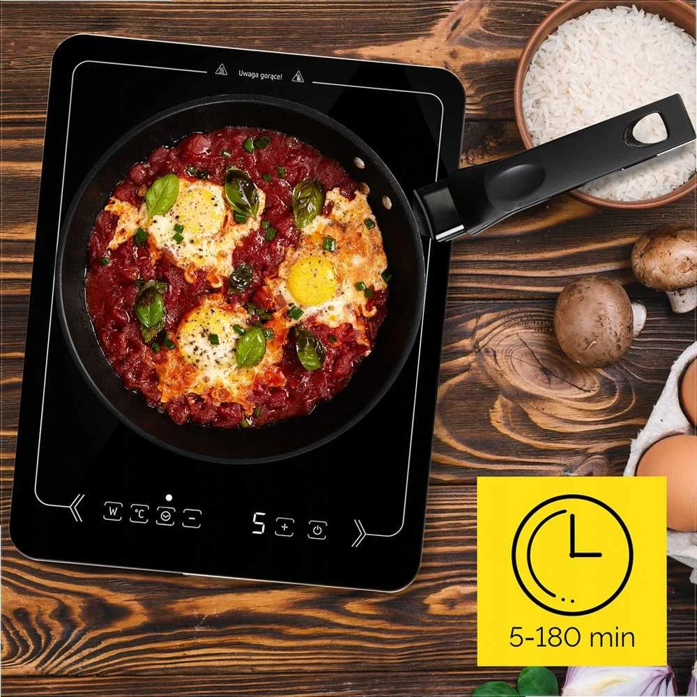 Inducto Nešiojama indukcinė kaitlentė 3000W, kempingui ir namams, 10 galios lygių, 10 temperatūros nustatymų, 22 cm kaitvietė, indukcinė viryklė, nešiojama elektrinė plytelė, galinga indukcinė plytelė maistui gaminti