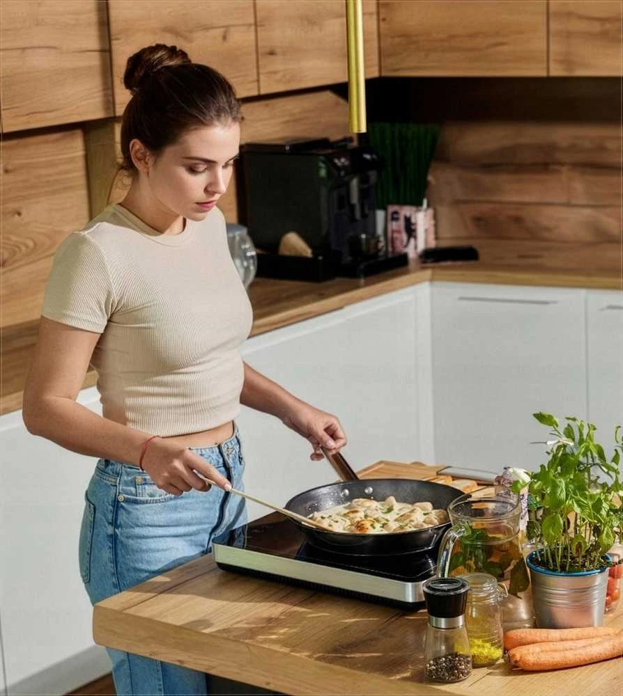 Inducto Nešiojama indukcinė kaitlentė 3000W, kempingui ir namams, 10 galios lygių, 10 temperatūros nustatymų, 22 cm kaitvietė, indukcinė viryklė, nešiojama elektrinė plytelė, galinga indukcinė plytelė maistui gaminti