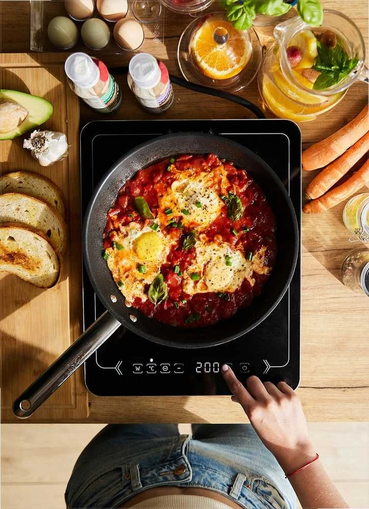 Inducto Nešiojama indukcinė kaitlentė 3000W, kempingui ir namams, 10 galios lygių, 10 temperatūros nustatymų, 22 cm kaitvietė, indukcinė viryklė, nešiojama elektrinė plytelė, galinga indukcinė plytelė maistui gaminti