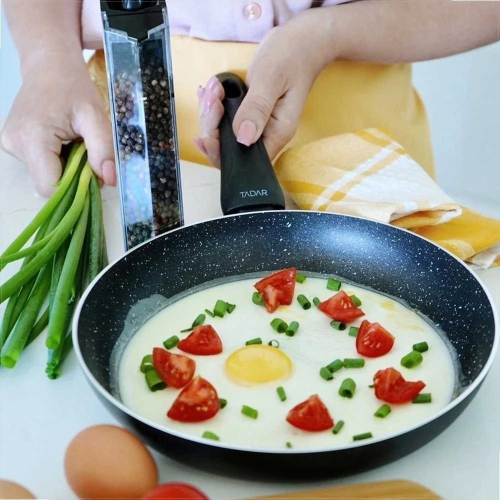 Indukcinių keptuvių rinkinys universaliam gaminimui, neprisvylanti marmuro danga, trys dydžiai 20 cm 24 cm 28 cm, indukcinių keptuvių komplektas, neprisvylančių keptuvių trio, virtuvės indų rinkinys
