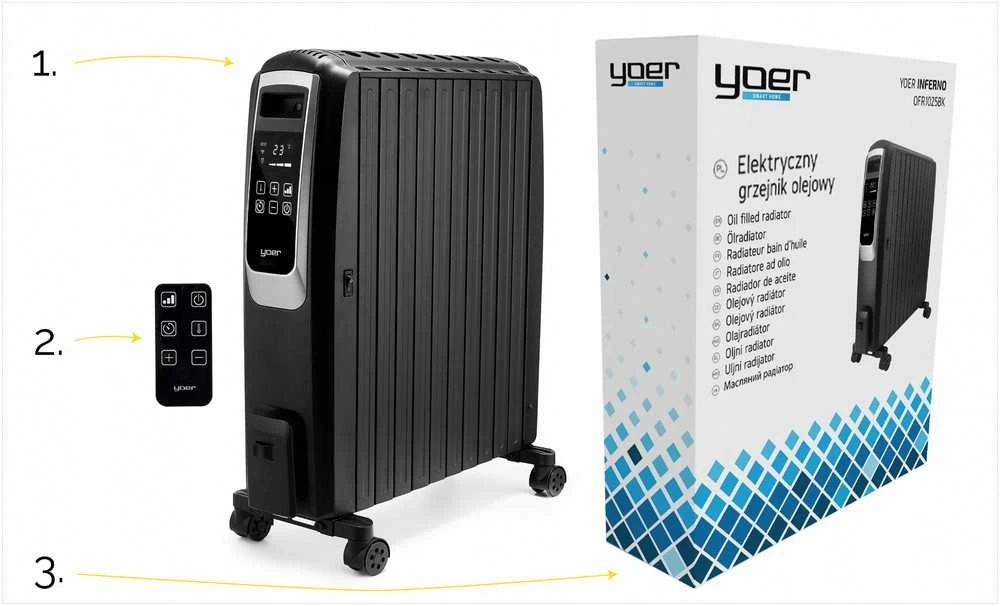 Inferno Tepalinis šildytuvas 2500W su Wi-Fi ir laikmačiu, 10 sekcijų, eco režimas, kamino efektas, išmanus alyvos radiatorius, taupantis energiją elektrinis radiatorius