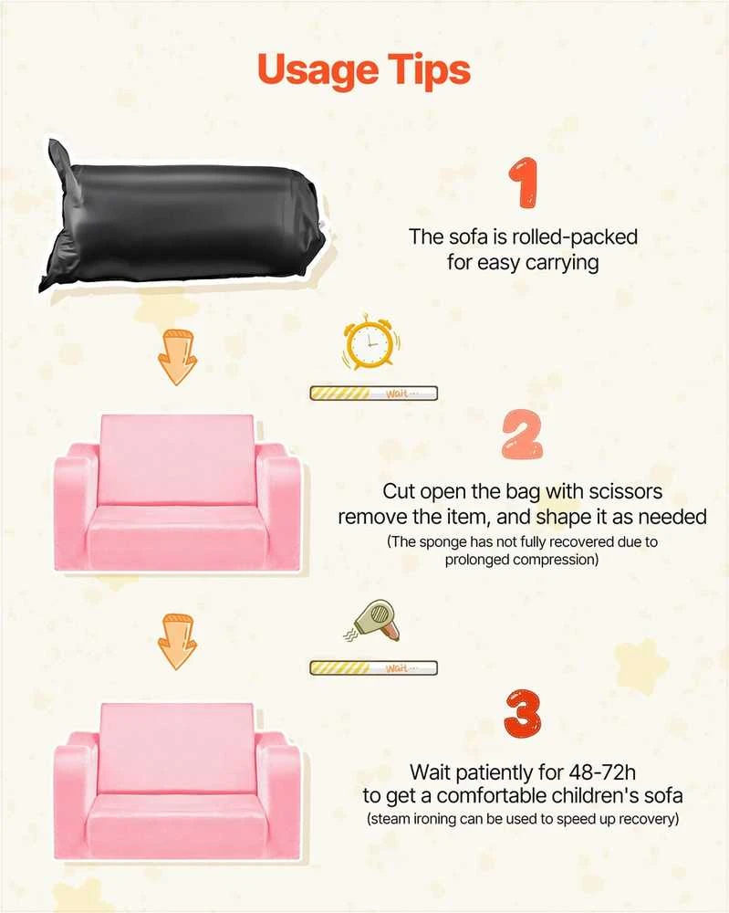 Išlankstoma vaikiška sofa žaidimams ir poilsiui, itin plati sėdynė, minkšti porankiai, transformuojama sofa mažyliams, išlankstoma vaikiška kušetė