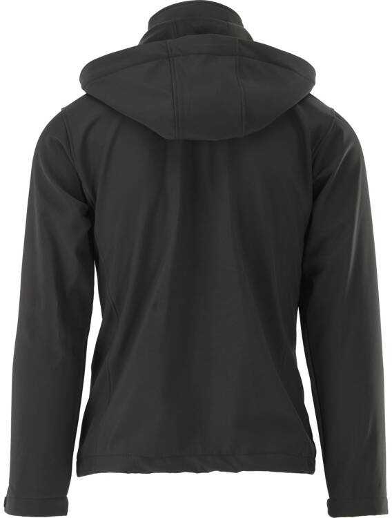 Juoda Softshell striukė su gobtuvu, atspari vandeniui ir kvėpuojanti, darbo striukė, poliesterio softshell, dydis L, darbo drabužių striukė