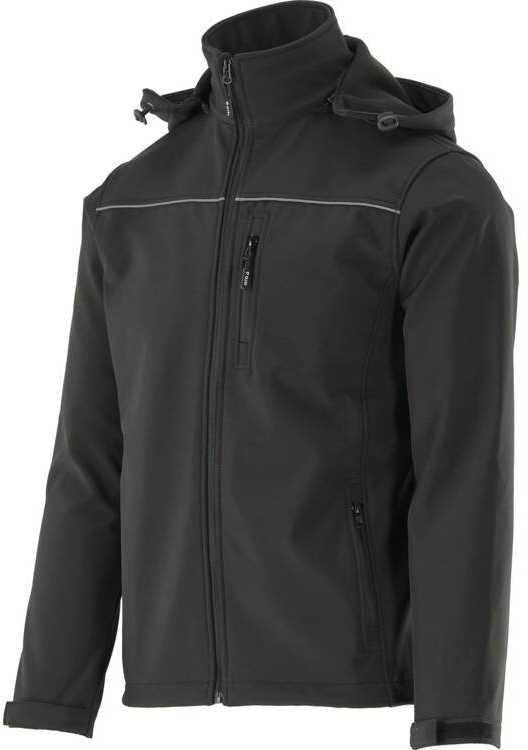 Juoda Softshell striukė su gobtuvu, atspari vandeniui ir kvėpuojanti, darbo striukė, poliesterio softshell, dydis L, darbo drabužių striukė