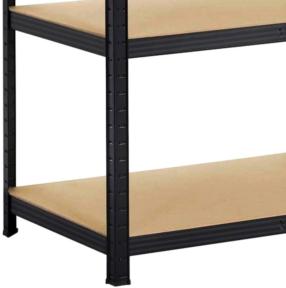 Juodas sandėliavimo stelažas 180x90x30 cm, 875 kg, lentynos, garažui, sandėliukui, dirbtuvėms