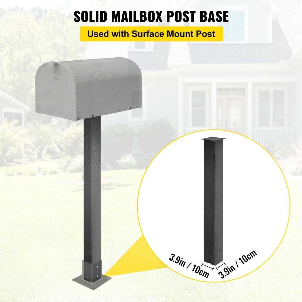 Juodos pašto dėžutės stulpo rinkinys, 109,5 cm plieno paviršiaus montavimo stulpas, lauko pašto dėžutės stulpas, metalinis pašto dėžutės stovas, plieno pašto dėžutės stulpas
