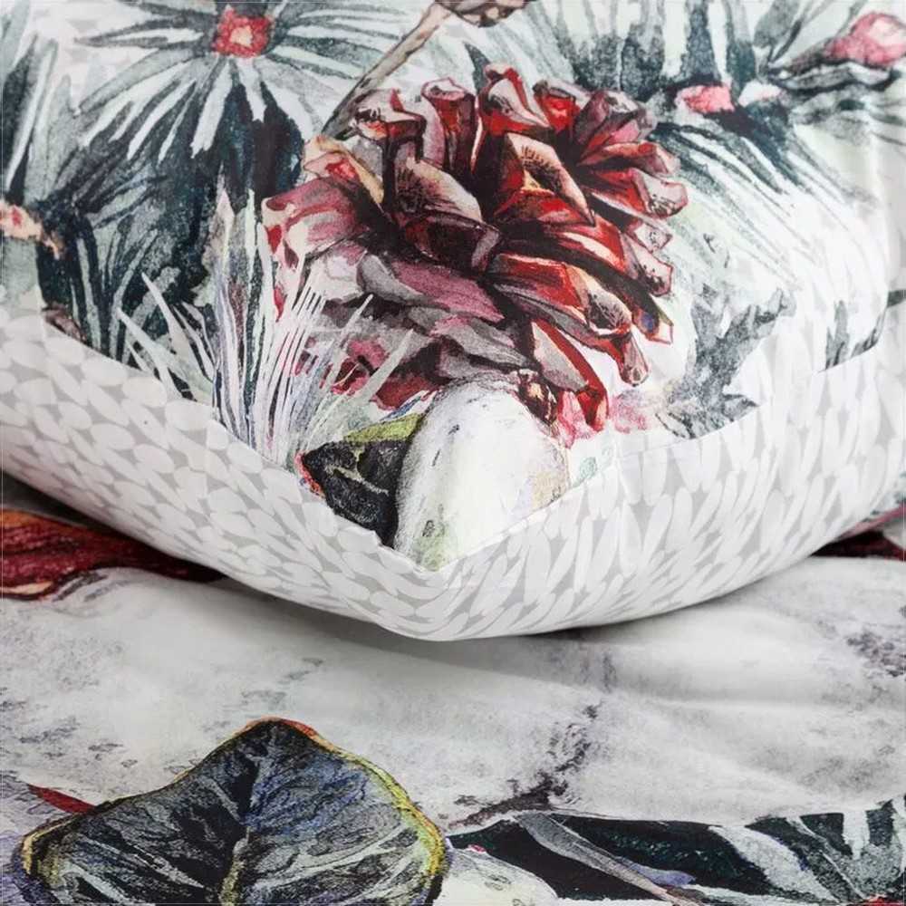 Eurofirany Kalėdinis patalynės komplektas 140x200, balta ir žalia šventinė patalynė, medvilninio satino patalynė, žiemos švenčių patalynė, Kalėdinis antklodės užvalkalų komplektas, miegamojo dekoras