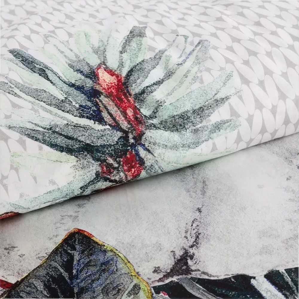Eurofirany Kalėdinis patalynės komplektas 140x200, balta ir žalia šventinė patalynė, medvilninio satino patalynė, žiemos švenčių patalynė, Kalėdinis antklodės užvalkalų komplektas, miegamojo dekoras
