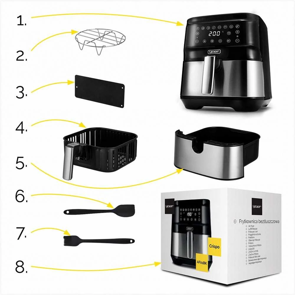 Karšto oro gruzdintuvė Yoer 4in1 6L 1700W +WiFi
