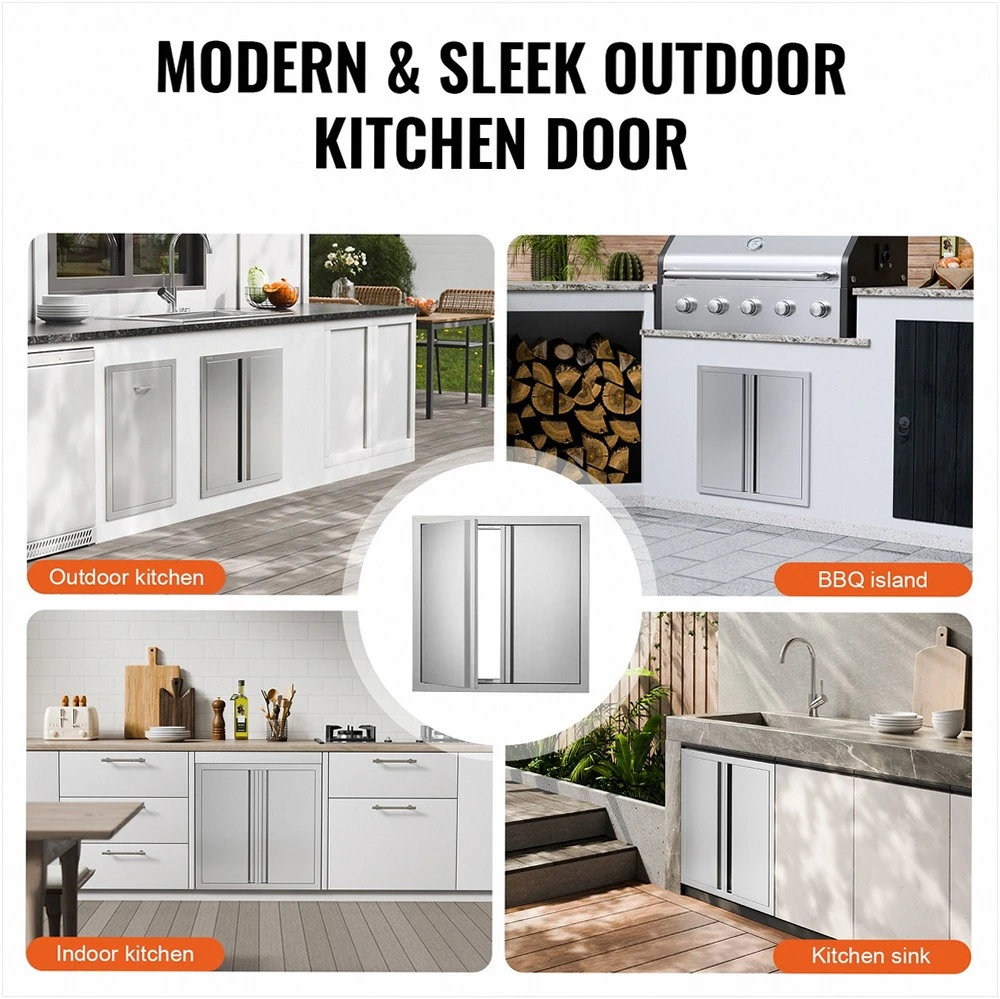 VEVOR Lauko virtuvės durys 610x610 mm, nerūdijančio plieno