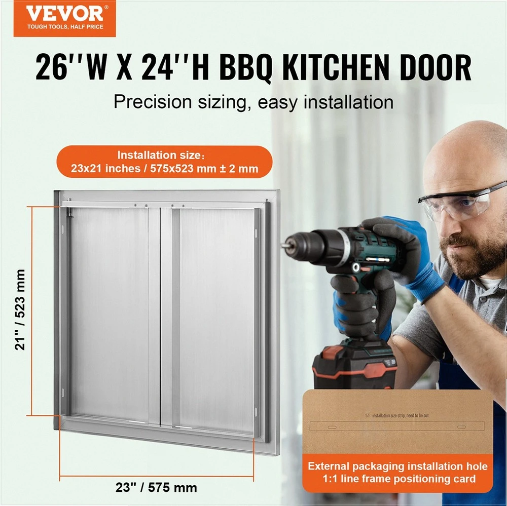 VEVOR nerūdijančio plieno kepsninės durelės 660x610 mm
