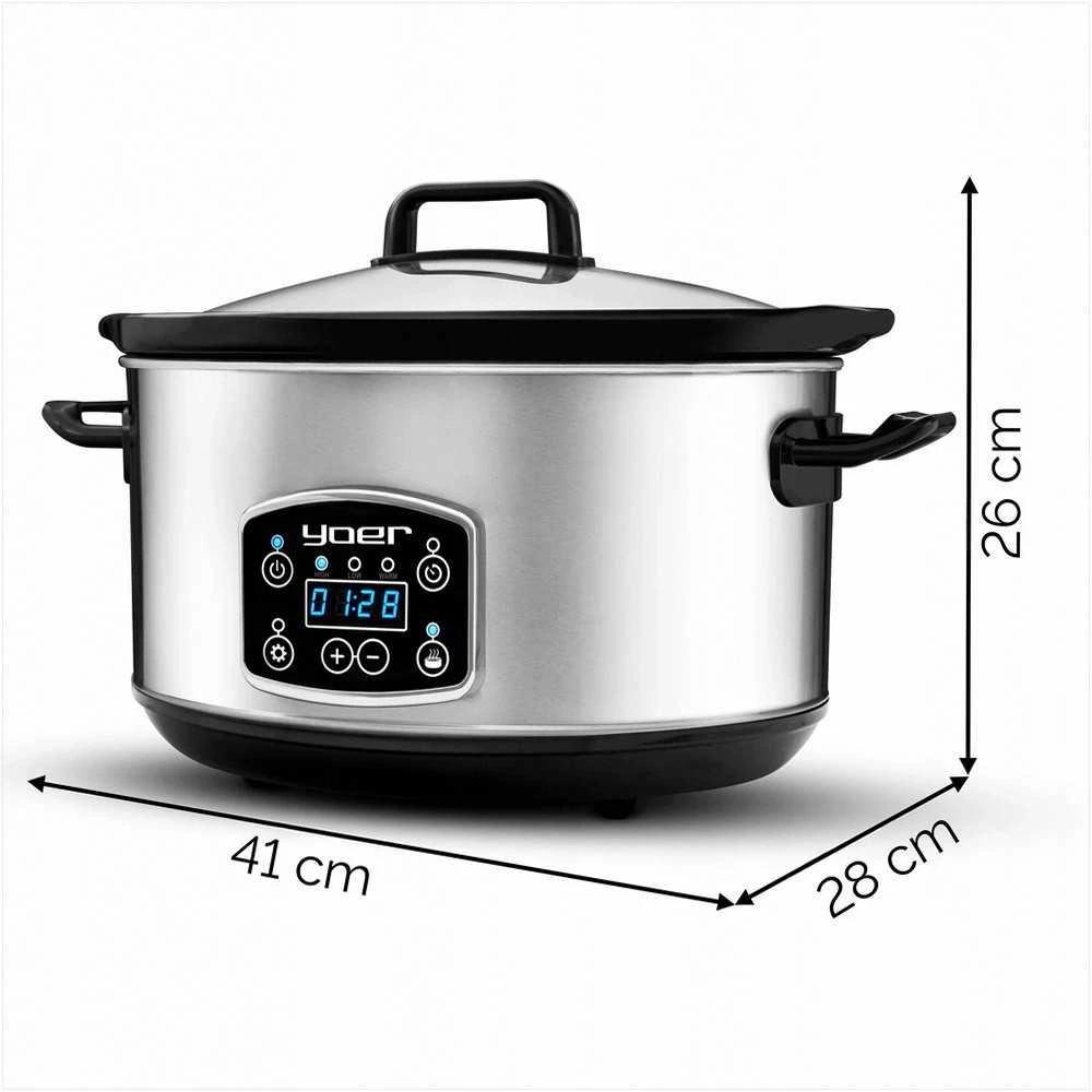 Keraminis lėto virimo puodas 4.5 litro, energiją taupantis su laikmačiu ir LCD, lėtpuodis 4.5L, keraminis lėto gaminimo puodas, elektrinis lėtpuodis su laikmačiu, troškintuvas